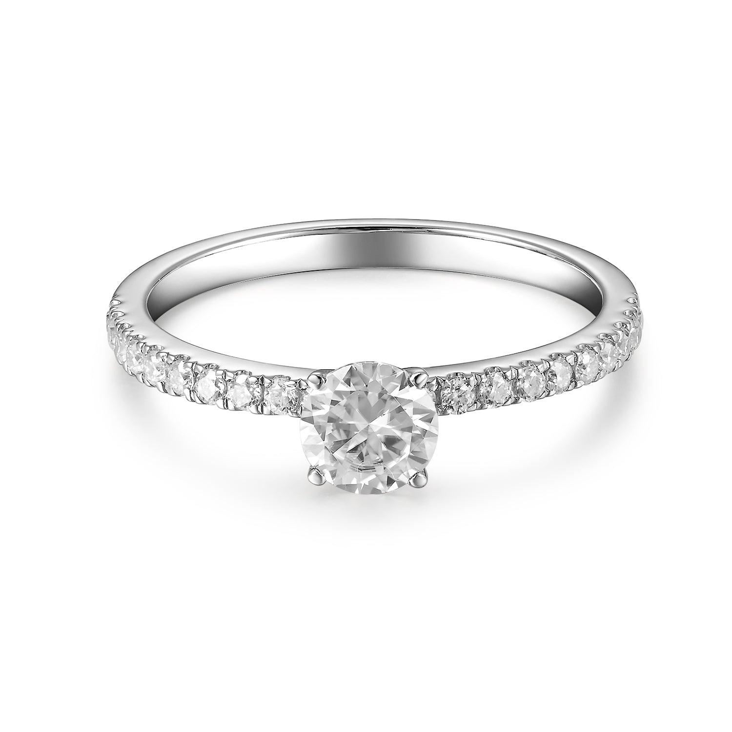 Solitario Clásico con Pavé de Diamantes