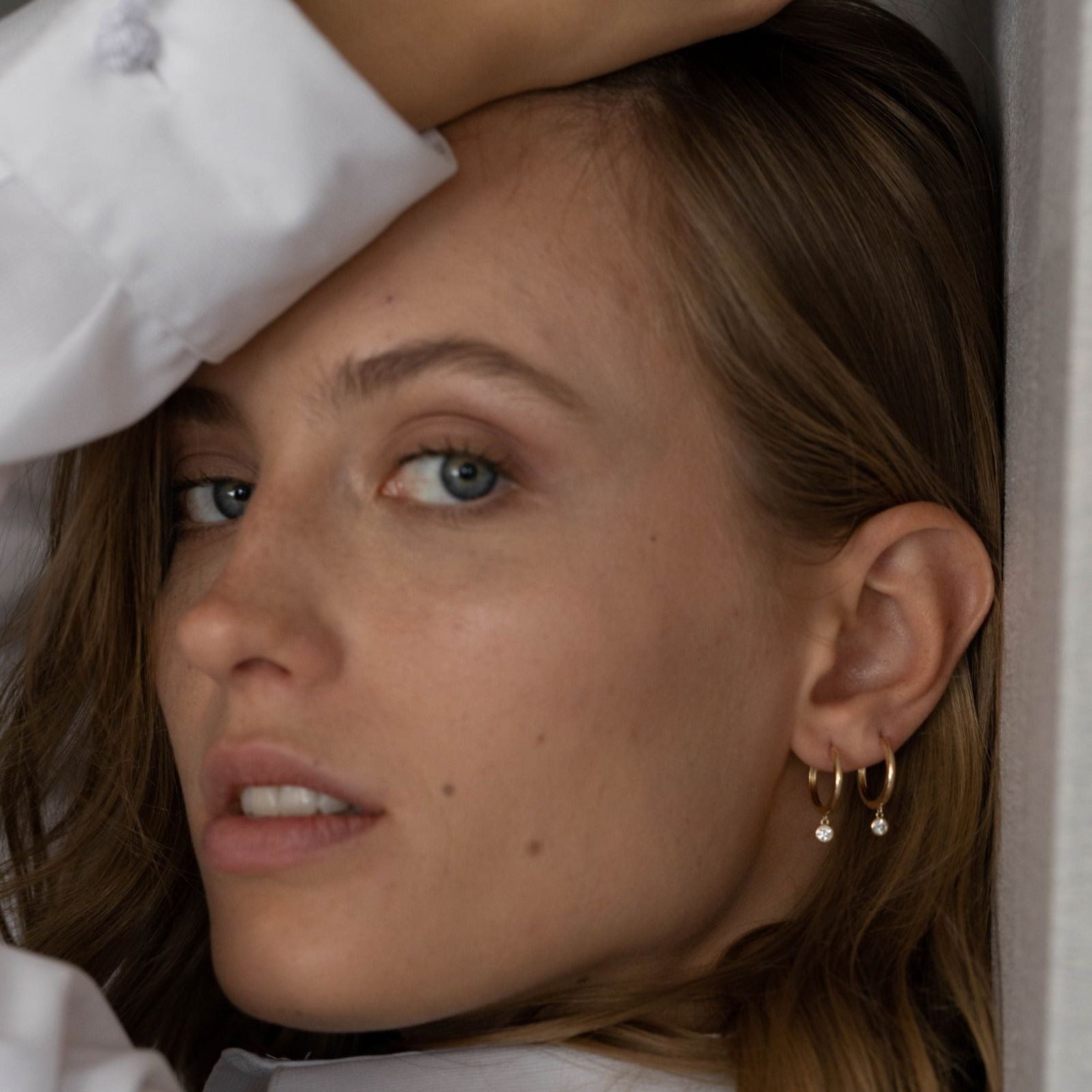 Aros Pendiente de Diamantes Bisel