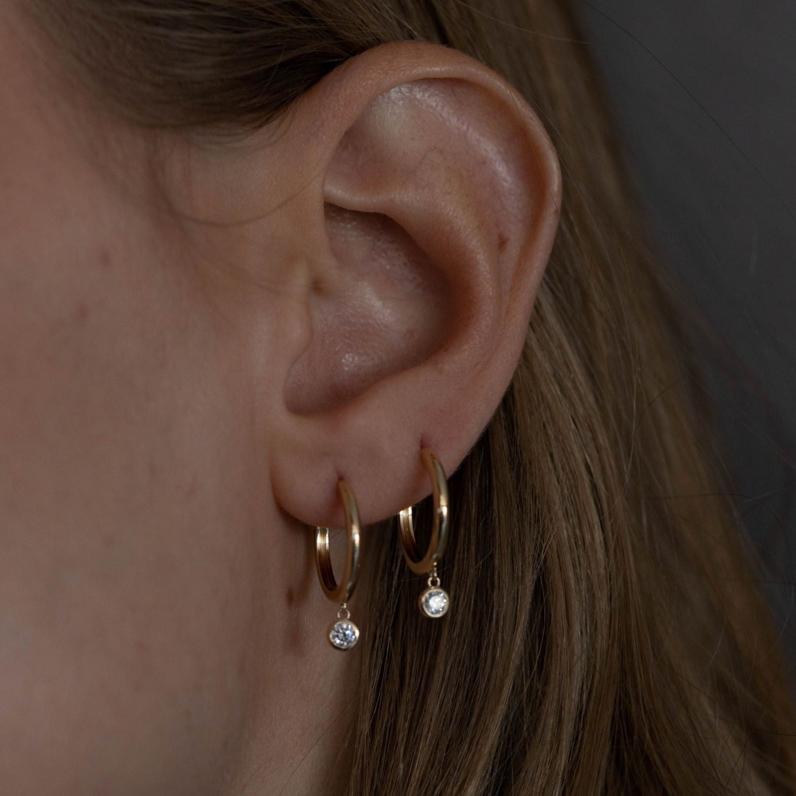 Aros Pendiente de Diamantes Bisel