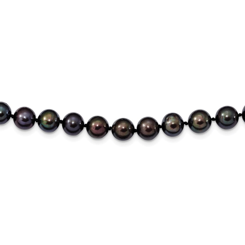 Collar de perlas negras FWC de 8-9 mm en plata de ley rodiada