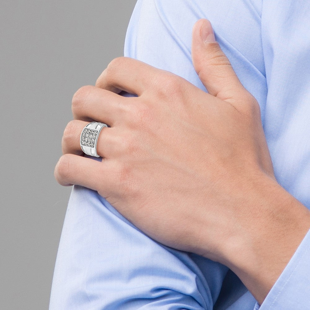 Anillo de oro blanco con diamante cultivado en laboratorio VS/SI GH para hombre