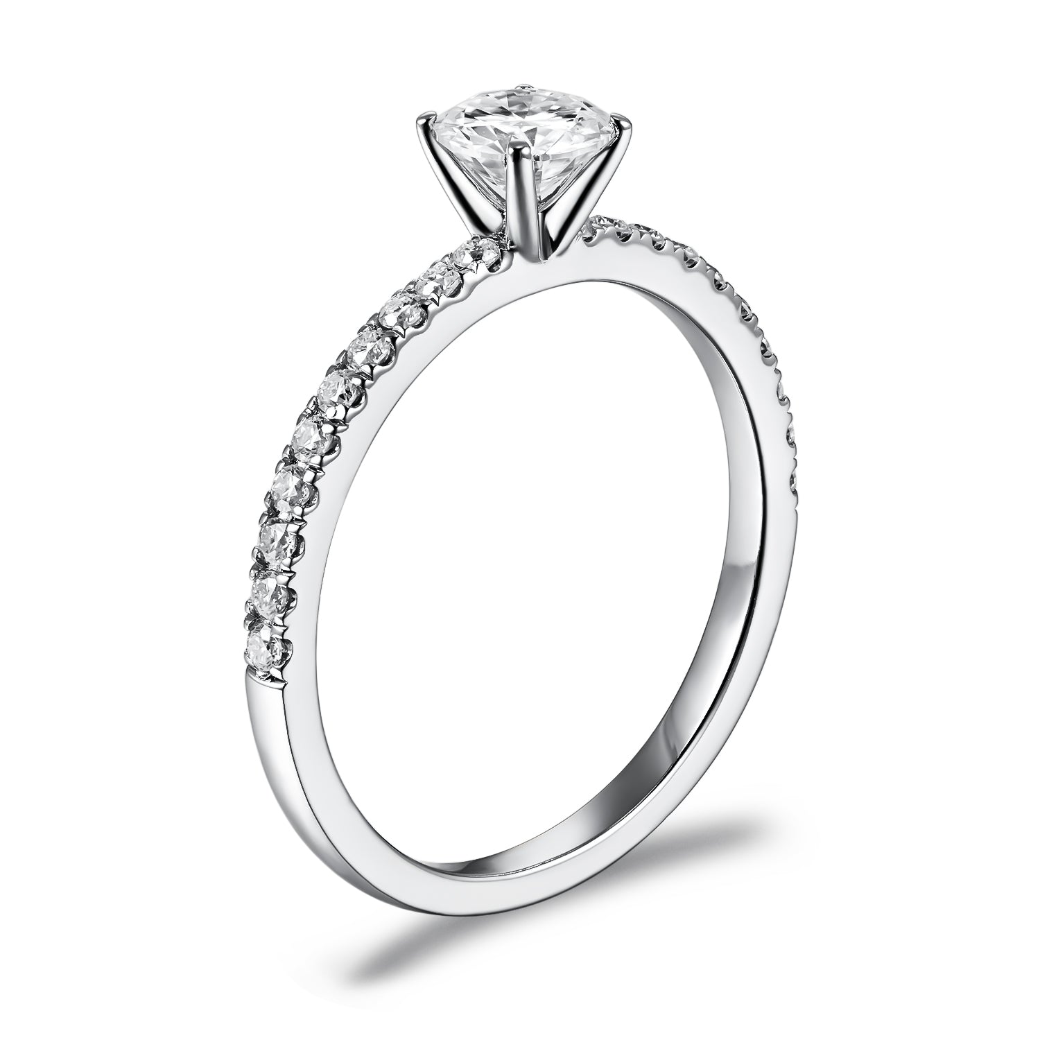 Solitario Clásico con Pavé de Diamantes