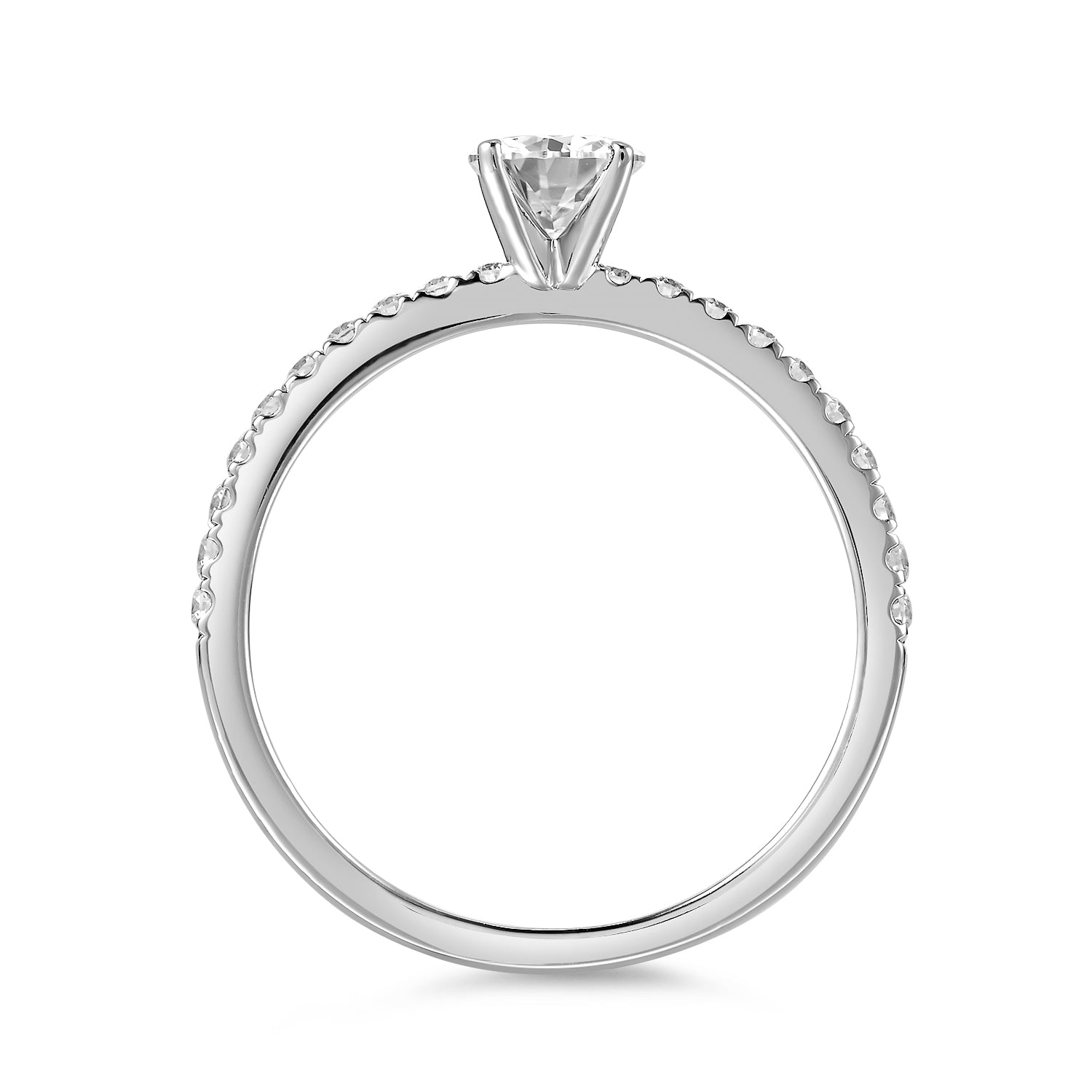 Solitario Clásico con Pavé de Diamantes