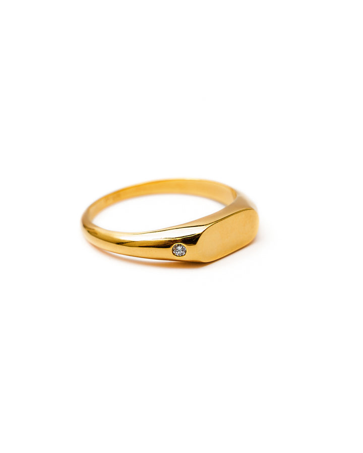 Anillo de Sello con Dos Diamantes