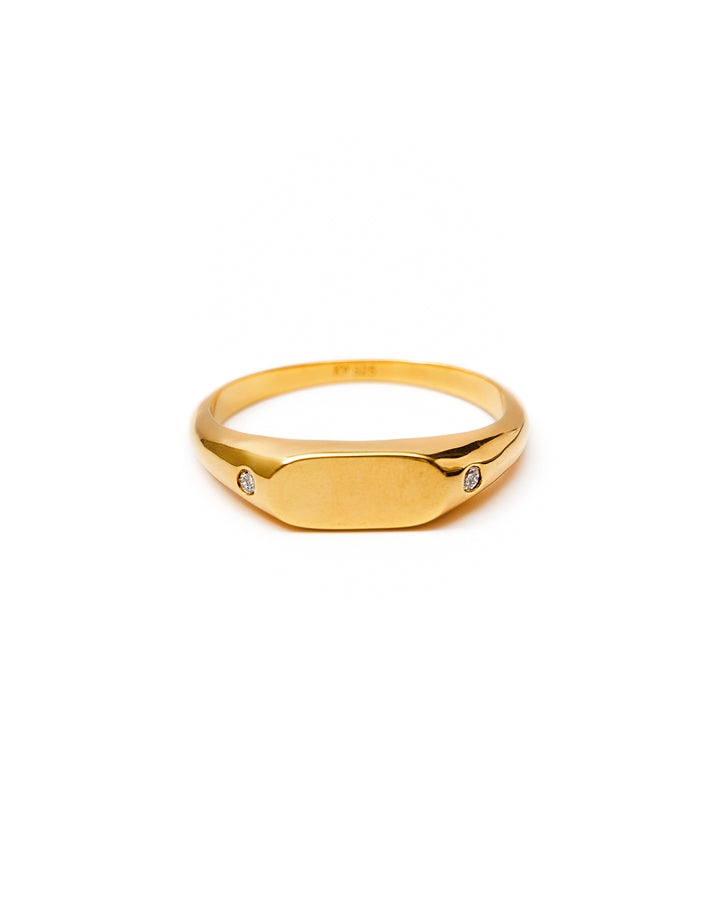 Anillo de Sello con Dos Diamantes