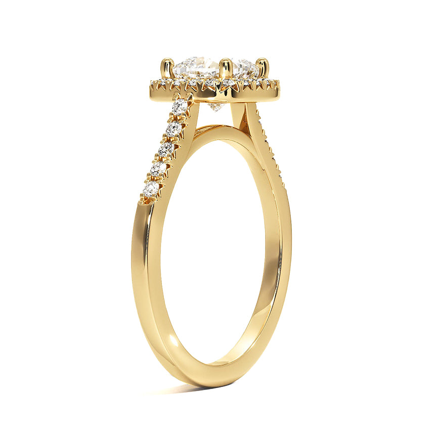 Anillo Halo Cojin con Pavé de Diamantes