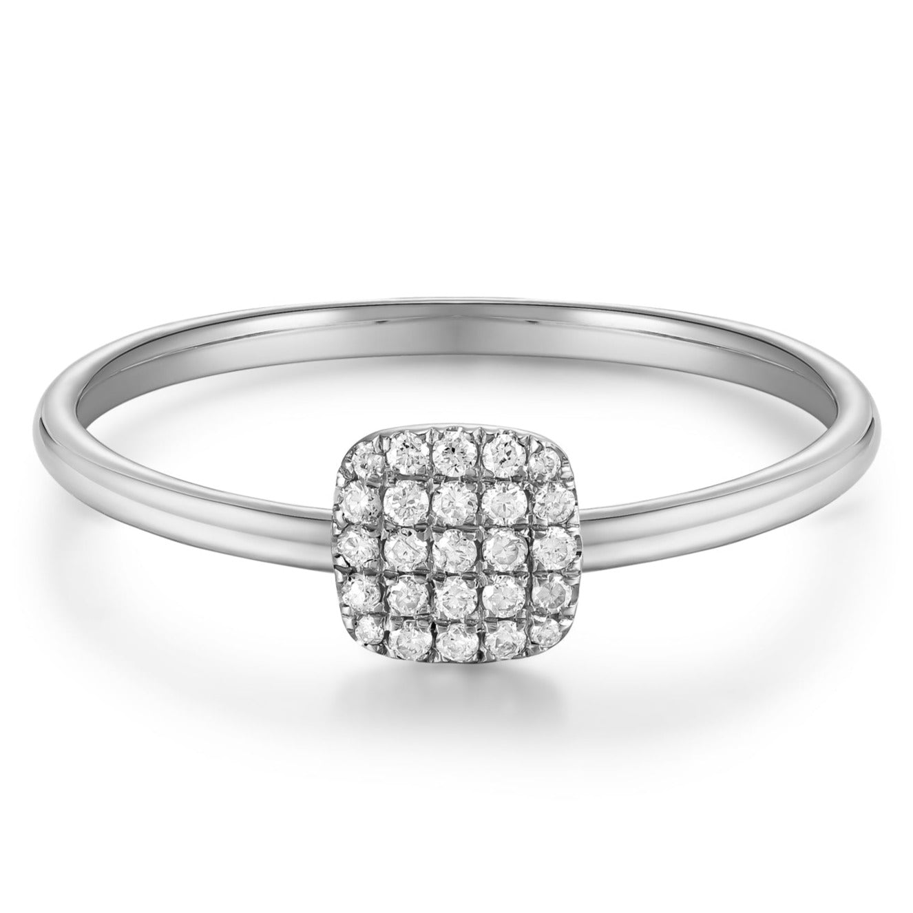 Anillo Pave Diamantes Cuadrado