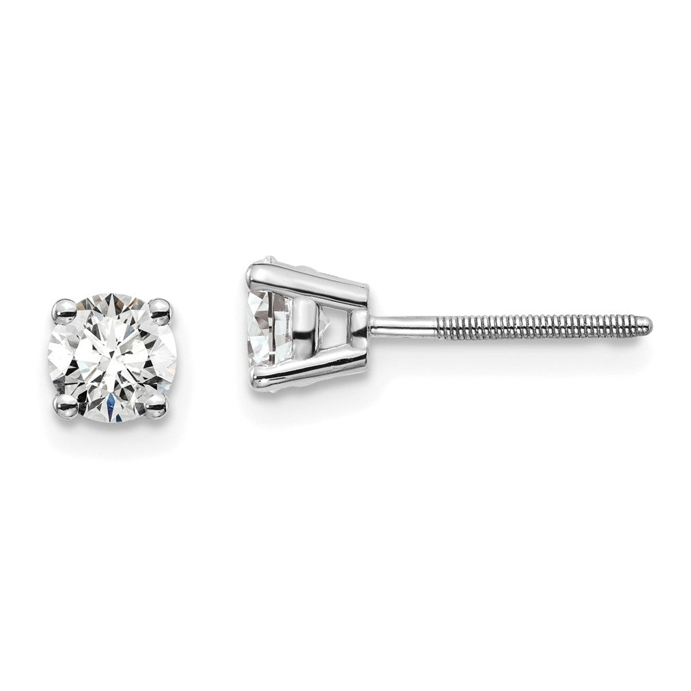 Oro blanco 1/2 quilate peso total redondo VS/SI GH Lab Grown Diamond Screw Back 4 Prong Stud Post Aretes