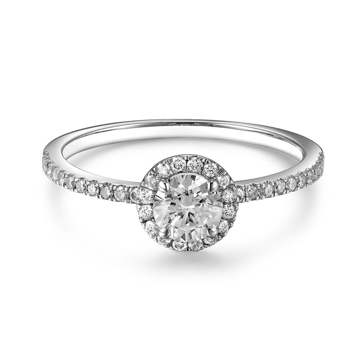 Anillo Halo Clásico con Pave de Diamantes