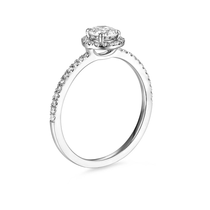 Anillo Halo Clásico con Pave de Diamantes