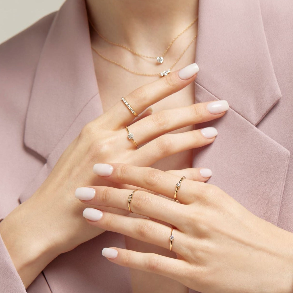 Anillo Diamantes Intercalado