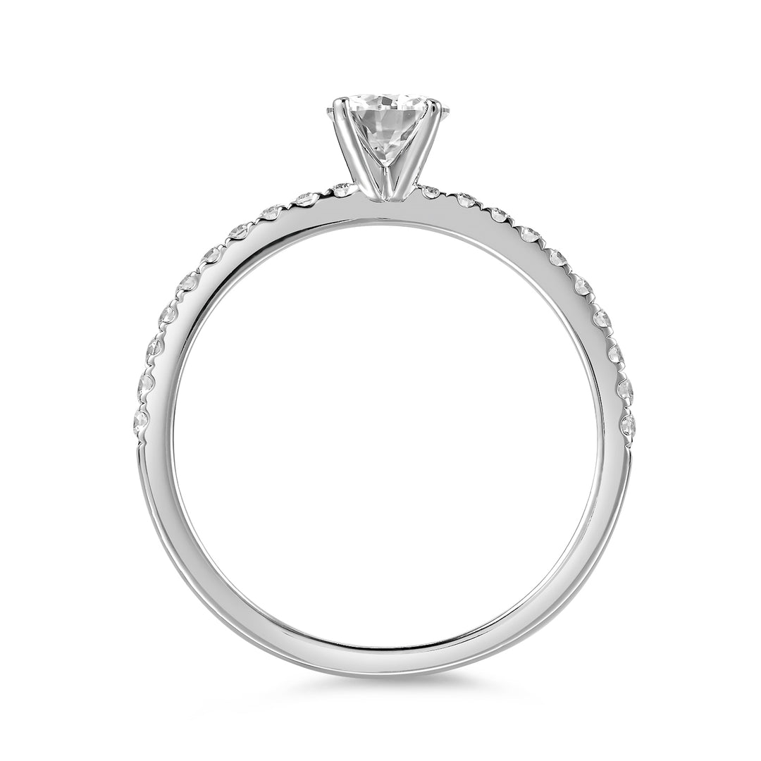 Solitario Clásico con Pavé de Diamantes
